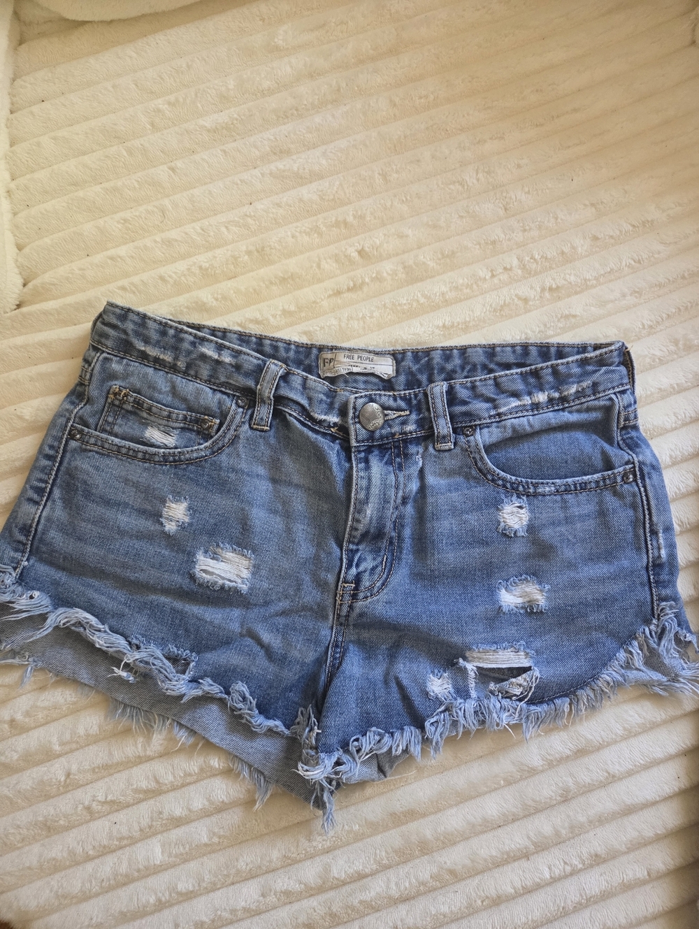Free People Distressed Blue Denim Women’s Shorts